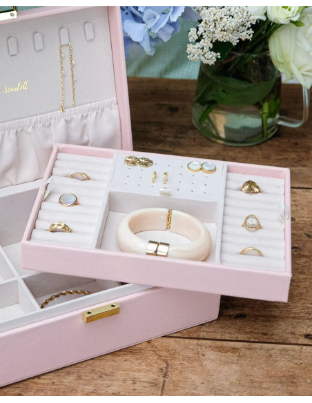 Dvoupatrová šperkovnice z bílé umělé kůže | MAISON SCARLET