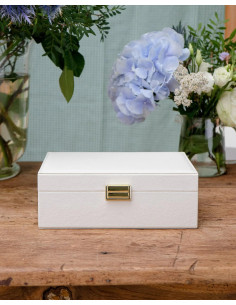 Dvoupatrová šperkovnice z bílé umělé kůže | MAISON SCARLET - 1