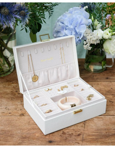 Dvoupatrová šperkovnice z bílé umělé kůže | MAISON SCARLET - 1 2