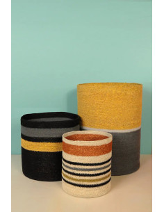 Úložný koš z přírodního materiálu L, žluto šedý | BAOBAB - 1