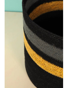 Úložný koš z přírodního materiálu M, černý s pruhy | BAOBAB 2