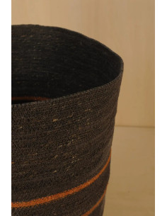 Úložný rozšířený koš z přírodního materiálu, antracitový s pruhy| BAOBAB 2