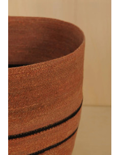 Úložný rozšířený koš z přírodního materiálu, okrový s pruhy| BAOBAB 2