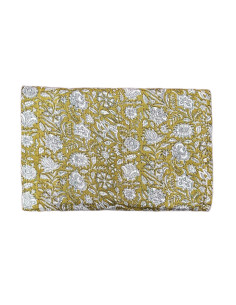 Prošívaný přehoz přes postel Floral 215x270, khaki zelený | dovoz Indie