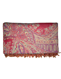 Vlněný přehoz s kašmírovým vzorem 230x260, červený | dovoz Indie