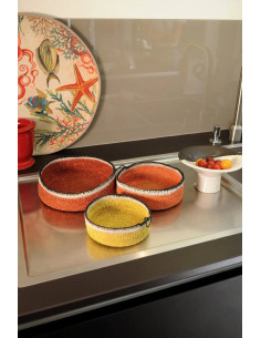 Úložný košík z přírodního materiálu M, oranžový | BAOBAB