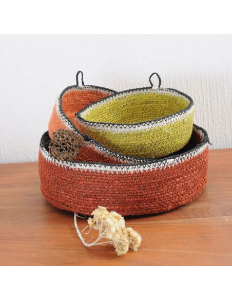 Úložný košík z přírodního materiálu L, cihlově červený | BAOBAB c