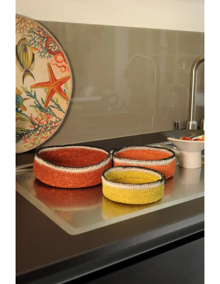 Úložný košík z přírodního materiálu L, cihlově červený | BAOBAB d