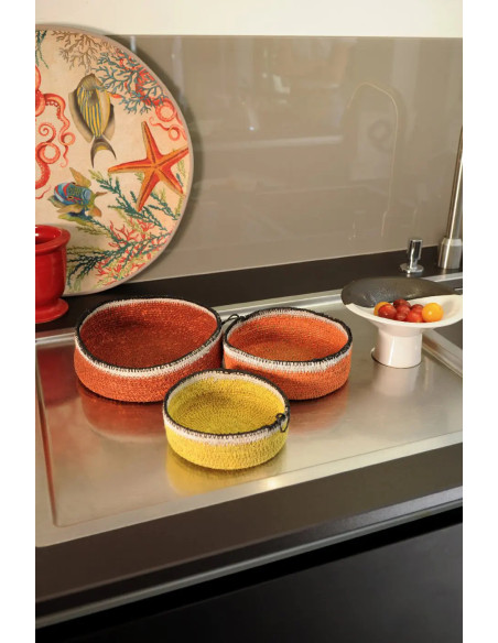 Úložný košík z přírodního materiálu L, cihlově červený | BAOBAB