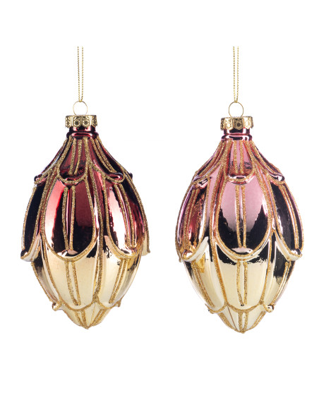 Vánoční dekorace – závěsná skleněná šiška s tónem burgundské | GOODWILL