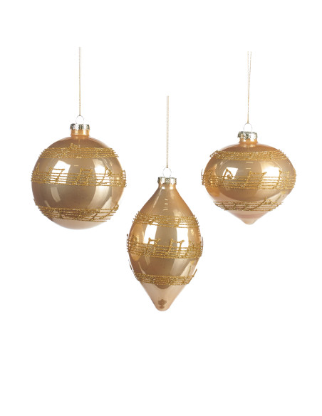 Vánoční dekorace – závěsná skleněná cibulka s notovou osnovou | GOODWILL