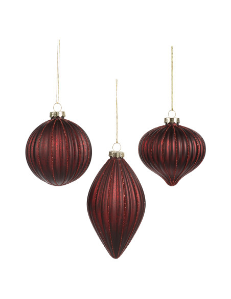 Vánoční dekorace – závěsná skleněná cibule, burgundská červená | GOODWILL