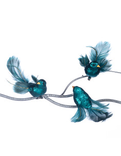 Vánoční dekorace – lesklý modrý ptáček na klipu | GOODWILL 2