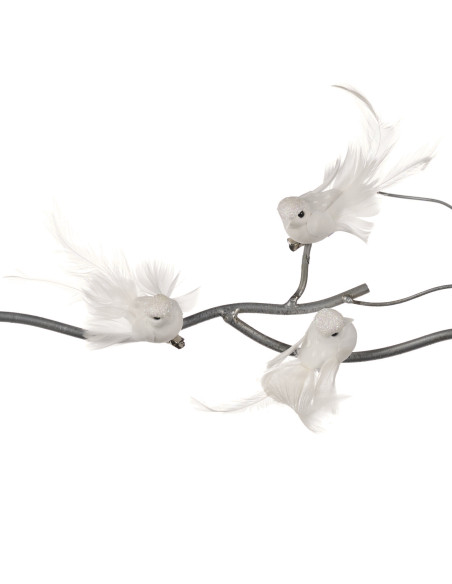 Vánoční dekorace – bílý ptáček na klipu, zdobený třpytkami | GOODWILL