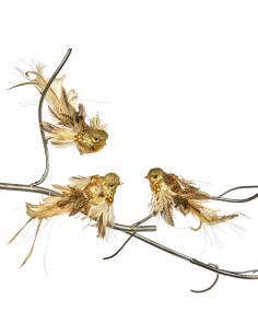 Vánoční dekorace – zdobený zlatý ptáček na klipu | GOODWILL 2