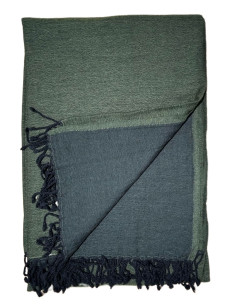 Vlněný oboustranný pléd 150x210, tmavě zelený | dovoz Indie 2