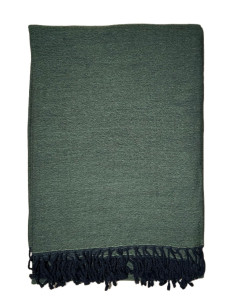 Vlněný oboustranný pléd 150x210, tmavě zelený | dovoz Indie