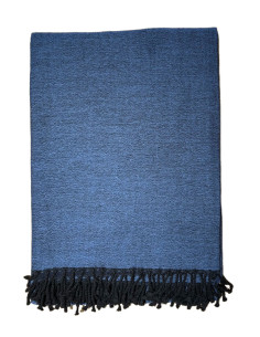 Vlněný oboustranný pléd 150x210, tmavě modrý | dovoz Indie - 1