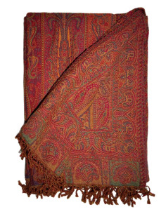 Vlněný přehoz s kašmírovým vzorem 150x230, červený | dovoz Indie 2