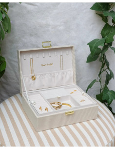 Dvoupatrová šperkovnice z béžového manšestru | MAISON SCARLET 2