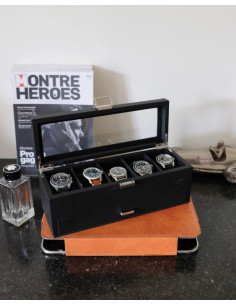 Luxusní pouzdro na 5 hodinek se zásuvkou, černé | MAISON SCARLET 2