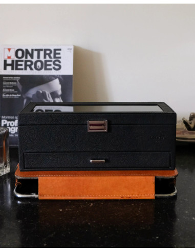 Luxusní pouzdro na 5 hodinek se zásuvkou, černé | MAISON SCARLET