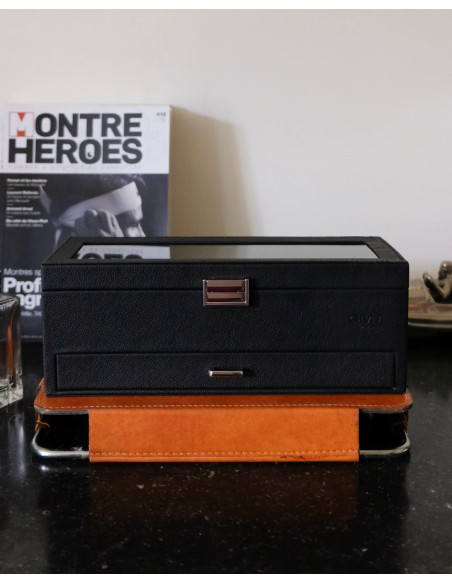 Luxusní pouzdro na 5 hodinek se zásuvkou, černé | MAISON SCARLET