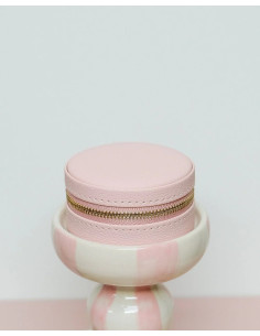 Round travel jewellery box made of artificial leather - light pink | MAISON SCARLET - 1