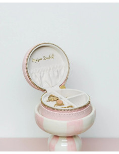 Round travel jewellery box made of artificial leather - light pink | MAISON SCARLET - 1 2