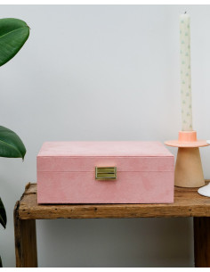Two-tier jewellery box made of rose velvet | MAISON SCARLET - 1