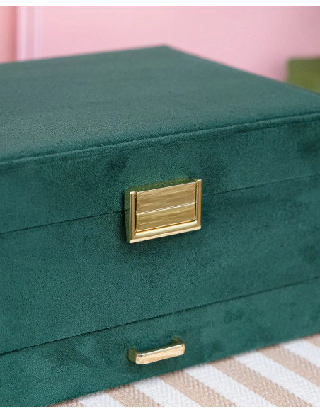 Dvoupatrová šperkovnice se zásuvkou ze sametu | MAISON SCARLET a