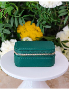 Mini travel jewellery box made of artificial leather - green | MAISON SCARLET - 1
