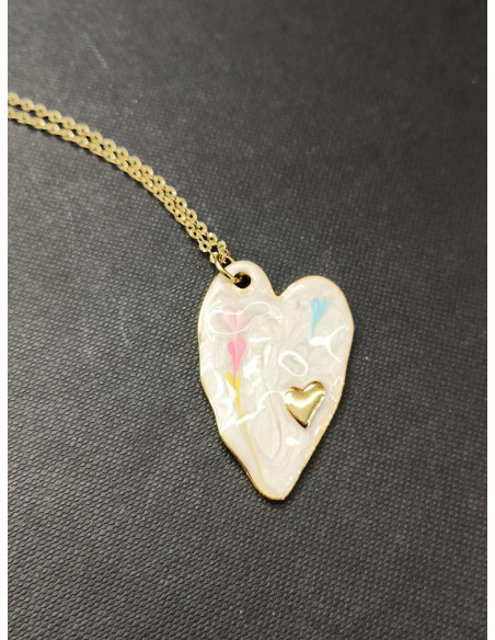 Řetízkový náhrdelník ze zlaté nerezové oceli s přívěskem srdce | PIOU PIOU a