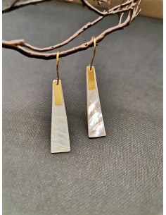 Náušnice ze zlaté nerezové oceli s perletí | PIOU PIOU - 1 2