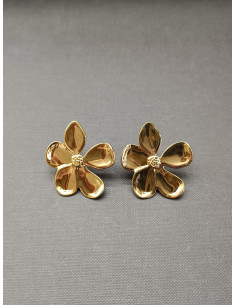 Náušnice ve tvaru květu ze zlaté nerezové oceli | PIOU PIOU