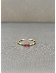 Prstýnek ze zlaté nerezové oceli s růžovým kamínkem |  PIOU PIOU 2