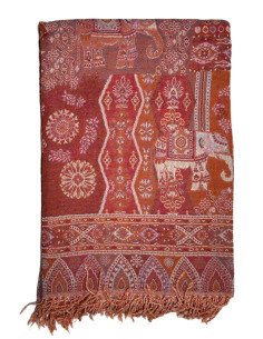 Vlněný přehoz s kašmírovým vzorem 150x230, oranžový | dovoz Indie - 1