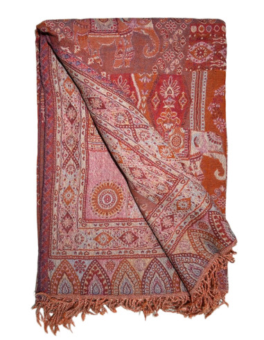 Vlněný přehoz s kašmírovým vzorem 150x230, oranžový | dovoz Indie a