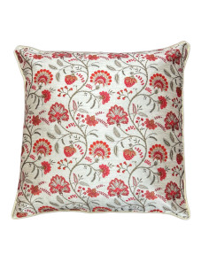 Povlak polštáře 40x40 s hedvábným leskem a potiskem oranžových květů | dovoz Indie