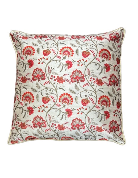 Povlak polštáře 40x40 s hedvábným leskem a potiskem oranžových květů | dovoz Indie