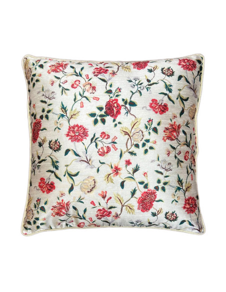 Povlak polštáře 40x40 s hedvábným leskem a potiskem květů | dovoz Indie