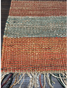 Přírodní koberec z konopných vláken, 92x150cm, s oranžovými pruhy | dovoz Indie - 1 2