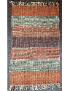 Přírodní koberec z konopných vláken, 92x150cm, s oranžovými pruhy | dovoz Indie - 1