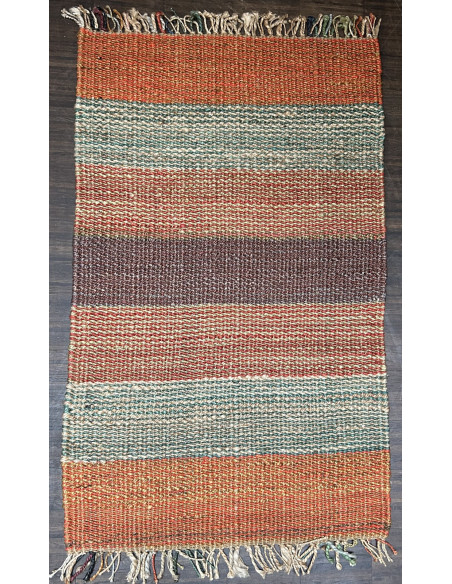 Přírodní koberec z konopných vláken, 92x150cm, s oranžovými pruhy | dovoz Indie