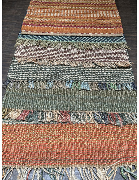 Přírodní koberec z konopných vláken, 92x150cm, s oranžovými pruhy | dovoz Indie - 4