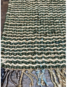 Přírodní koberec z konopných vláken, 95x153cm, modrý a béžový | dovoz Indie - 1 2