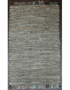 Přírodní koberec z konopných vláken, 95x153cm, modrý a béžový | dovoz Indie - 1