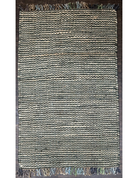 Přírodní koberec z konopných vláken, 95x153cm, modrý a béžový | dovoz Indie - 1