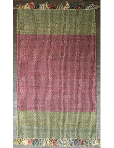 Přírodní koberec z konopných vláken, 92x152cm, zelený a vínový | dovoz Indie
