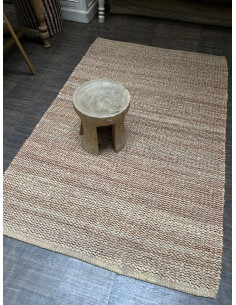 Přírodní koberec z konopných vláken, 113x176cm, béžový s červenou | dovoz Indie - 1 2